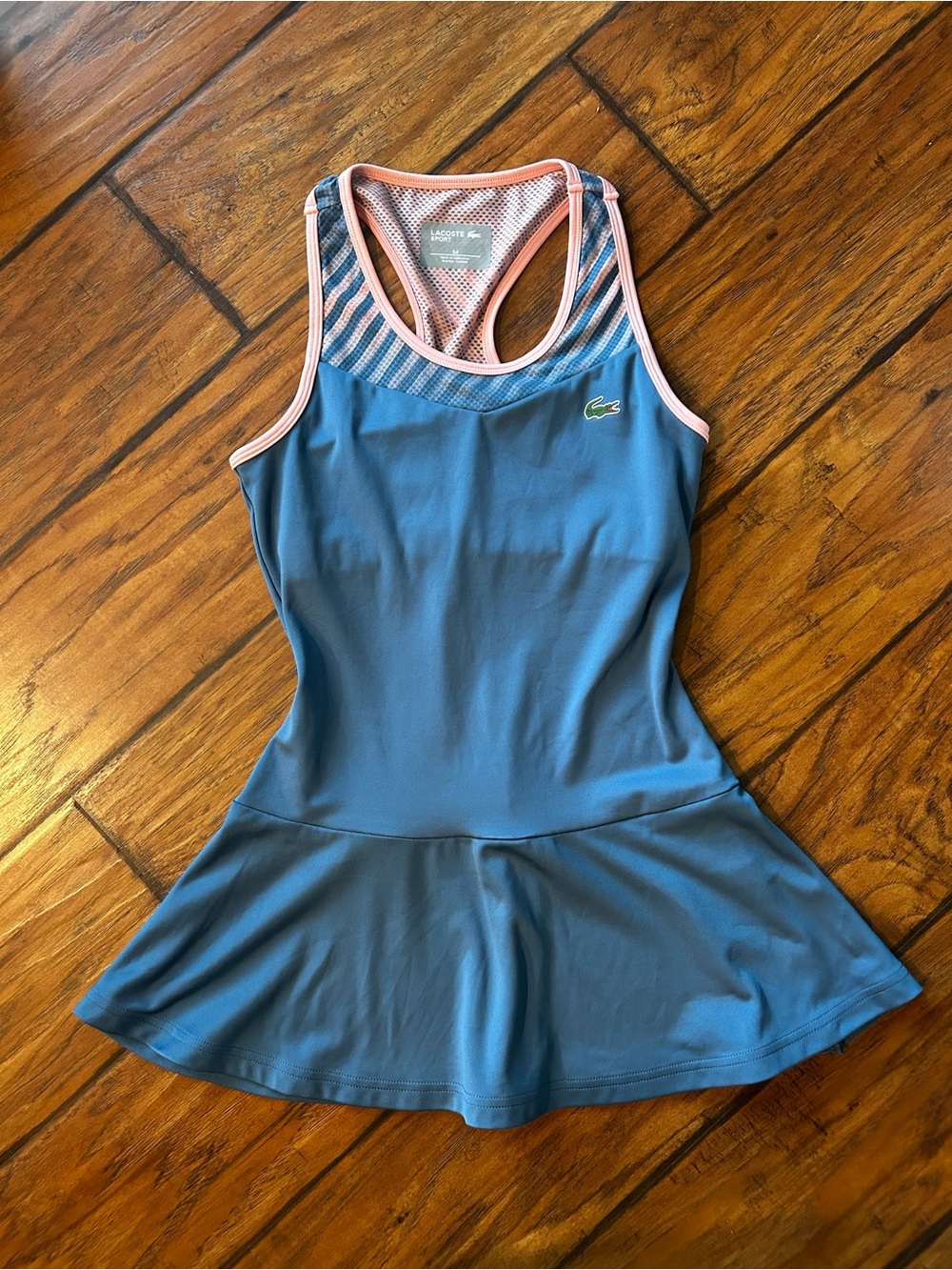 Lacoste Blue Tennis Dress with Pink Trim
